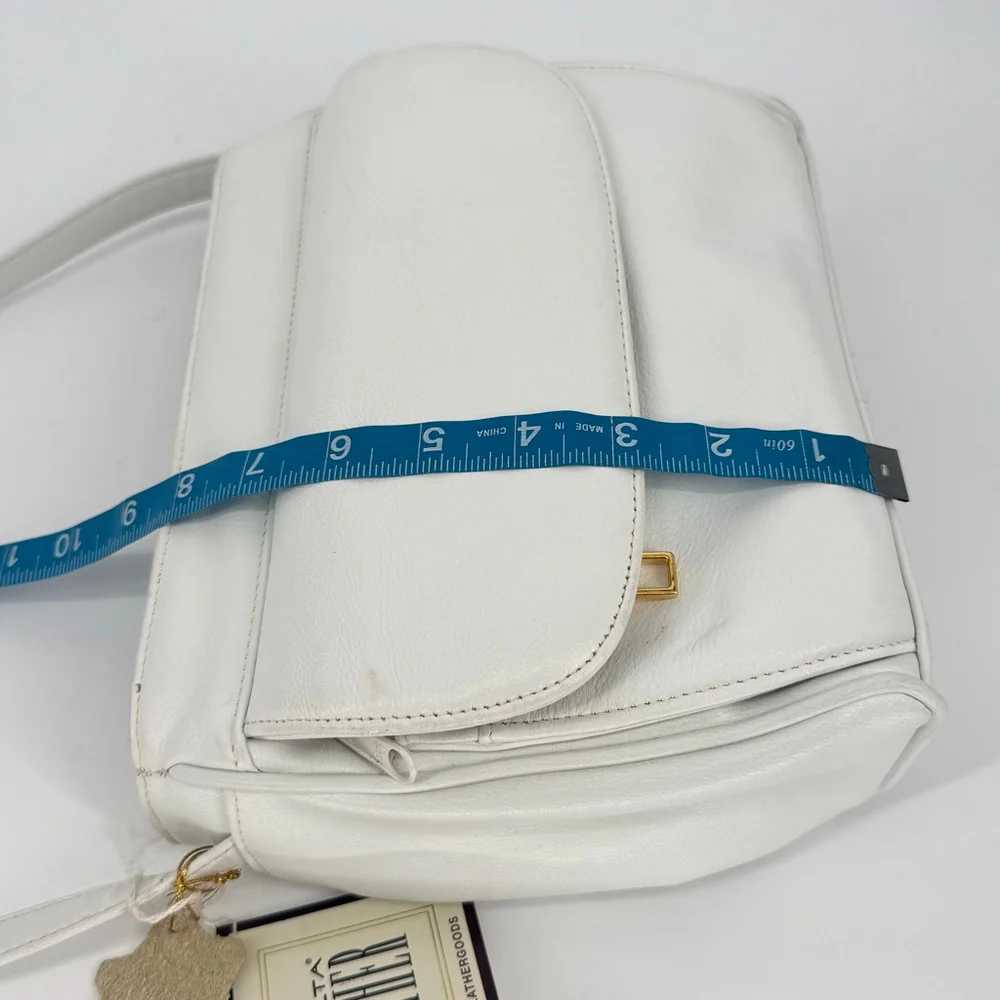 NWT Vintage Sereta White Leather Crossbody Bag Gold Hardware